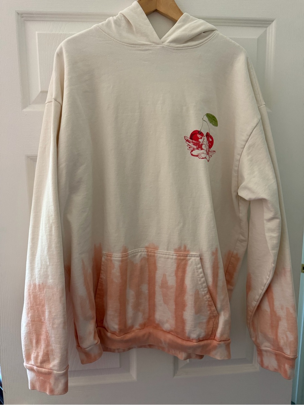Boys Lie White & Peach Tie-Dye Hoodie with Cherry Graphic